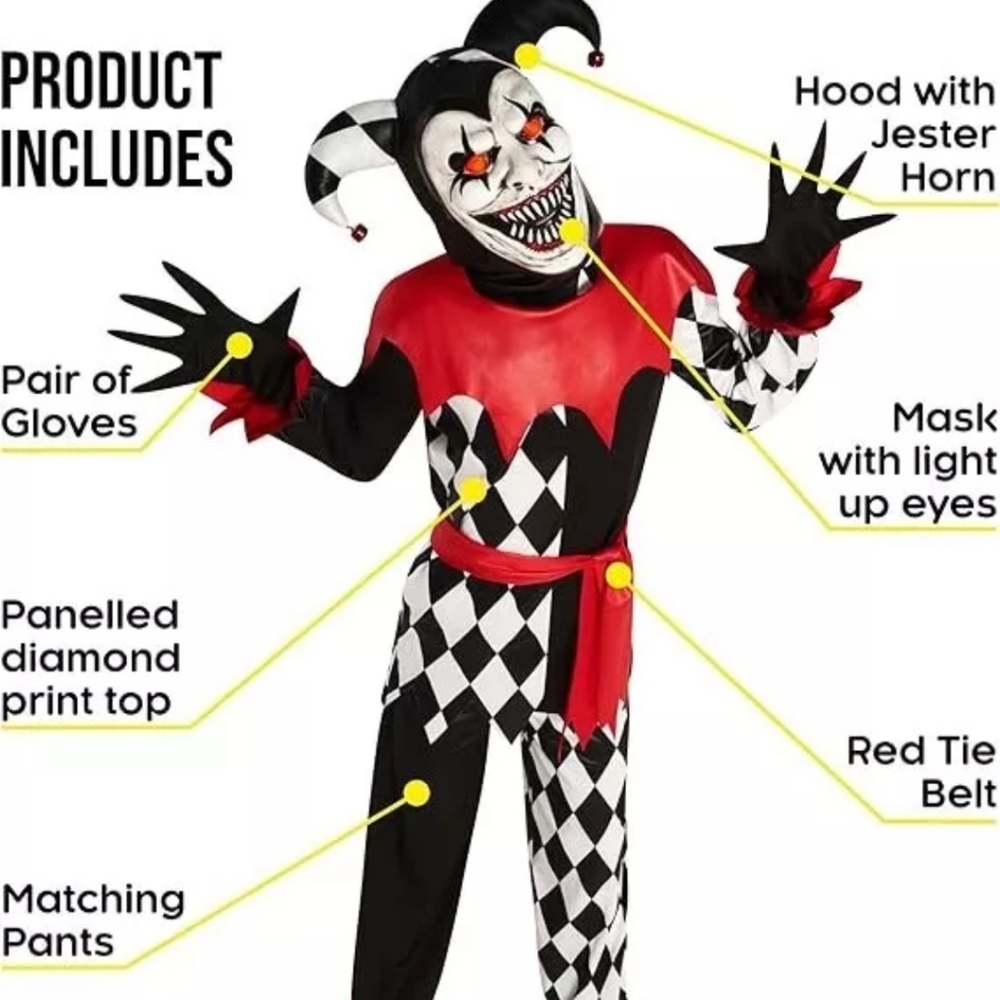 Kids Morph costumes "Light up jester" Halloween. Size M.